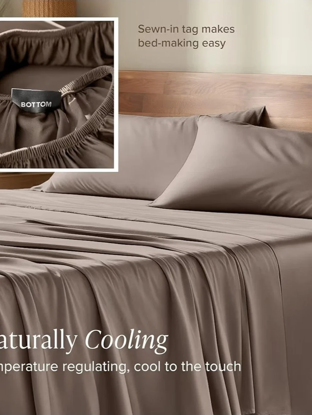 Bare Home taupe 100% Rayon Bamboo Sheet Set - Soft Home Bedding